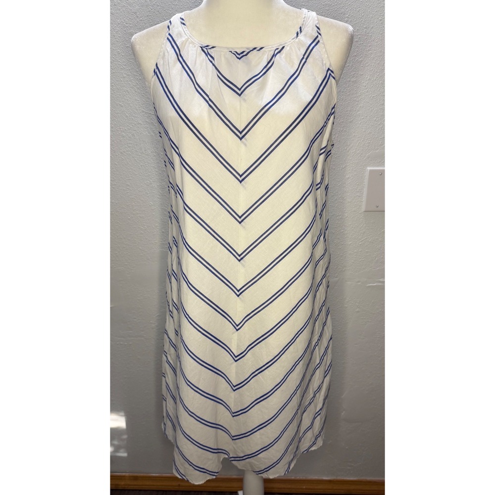 J.Crew Womens Blue White Chevron Stripe Sleeveless Shift Dress Size 6 Halter